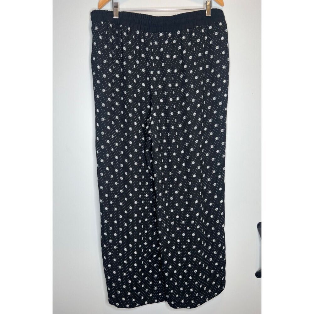 CJ Banks Women's 1X Pants Polka Dot Tie Waist Sheer wide leg Lightweight Black - Picture 4 of 6